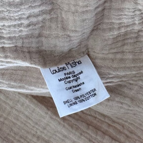 LOUISE MISHA - EMBROIDERED NATASHA COAT - FAUX FUR/COTTON - CREAM - XS - NWT - Picture 5 of 5